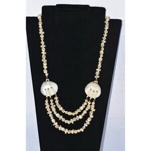 Miriam Haskell Shell Layered Mother of Pearl Beaded Statement Necklace Signed